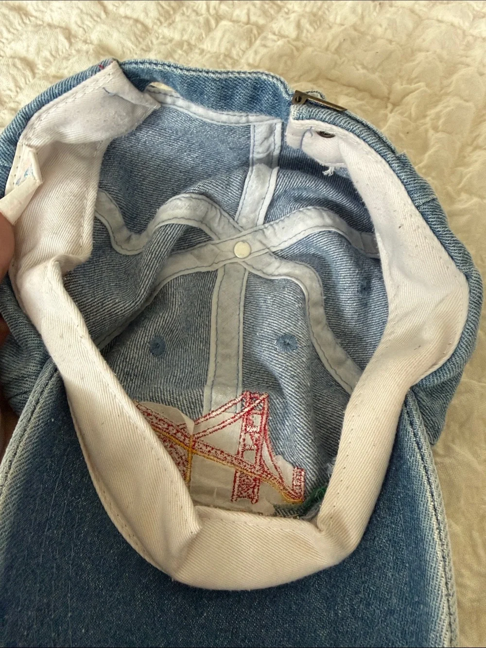 Light Blue Denim Baseball Cap with Embroidered Accent